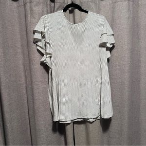 Adrianna Papell Blouse - 1x - white with black polka dots - NWOT